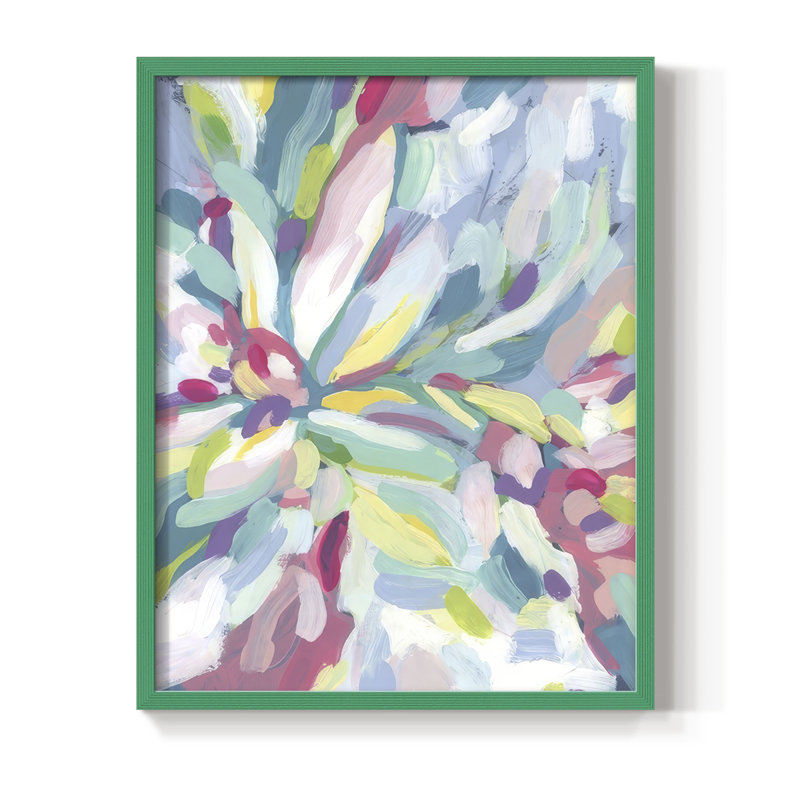 «Tropical Bloom Kaleidoscope I», reproduction encadrée - bois massif, H 30 po x l 24 po, Vert