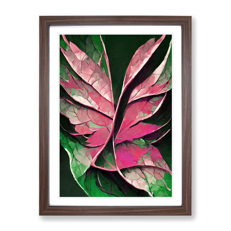 Abstract Leaf No.3 - Wall Art, 66cm H x 48cm W, Walnut Framed, White