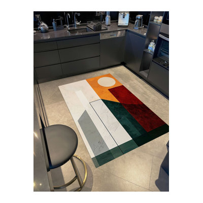 Tapis décoratif multicolore à motif géométrique abstrait