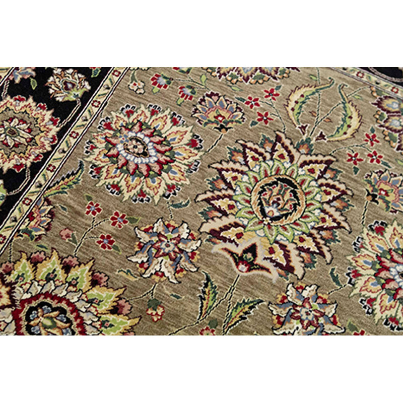 Tapis oriental brun / noir / ivoire en laine noué à la main Manchuria