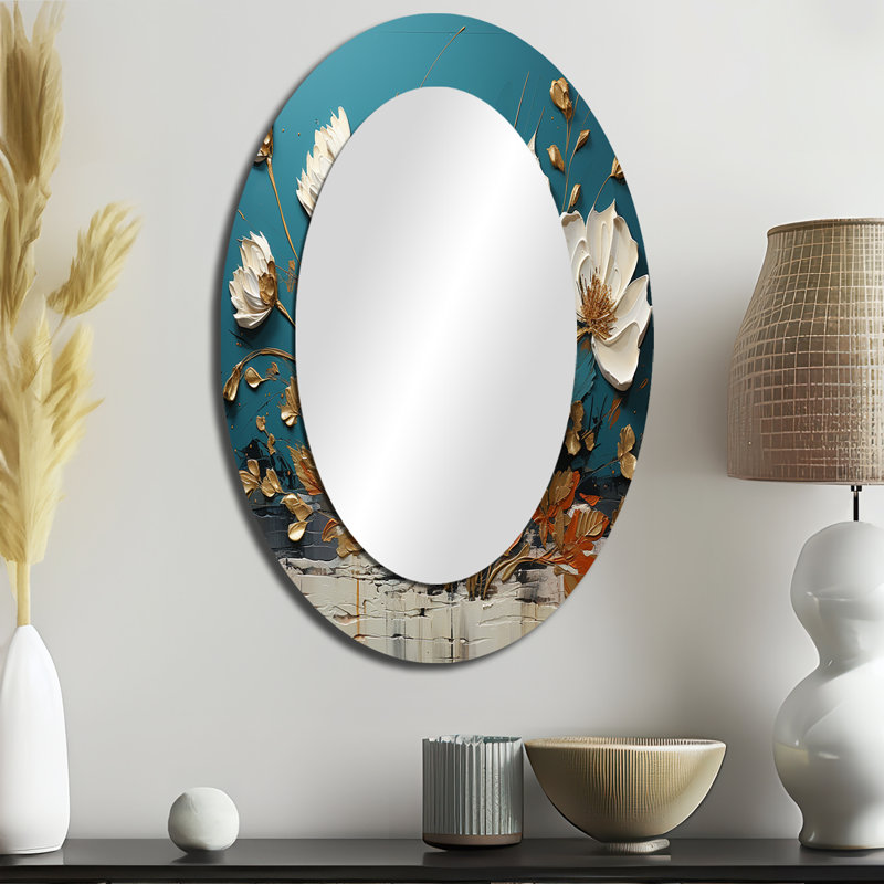 Miroir mural bleu et doré, 36 po x 24 po