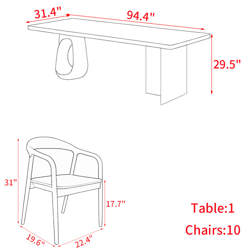 Ensemble de table moderne en bois massif de style simple et acrylique
