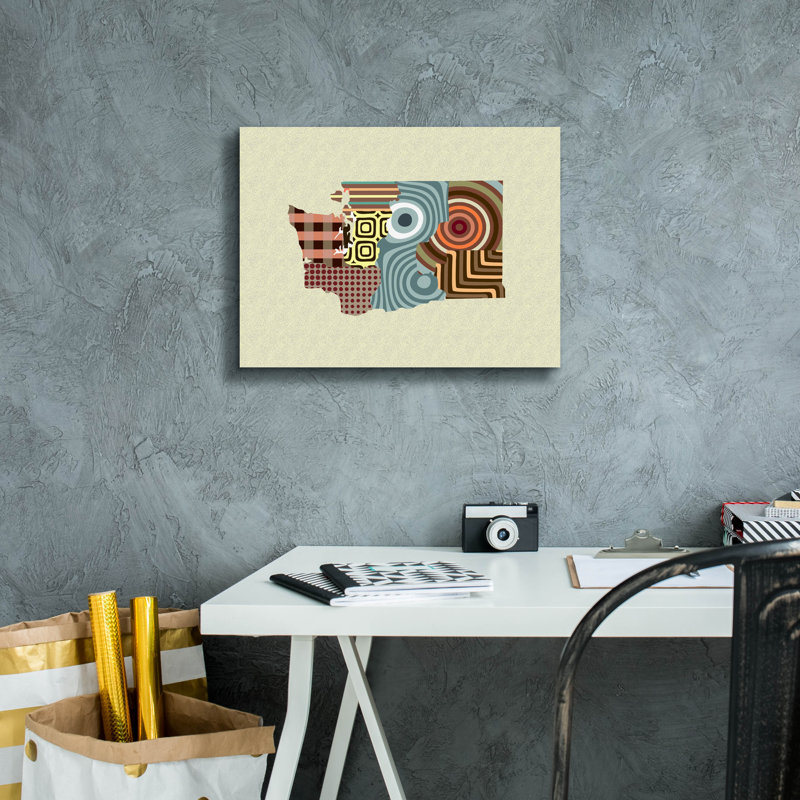 «Washington State Map» par Lanre Adefioyue, H 12 po x l 16 po x P 0,75 po