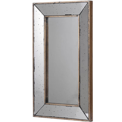 Paire de miroirs muraux 16,5 x 24 po et plateau décoratif, reflet en verre lustré, rehausse la beauté de la pièce, 7,3 lb, argent, haute atmosphère en bois