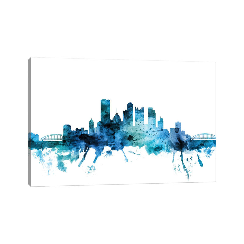 Pittsburgh, Pennsylvania Skyline by Michael Tompsett - 1 Piece Wrapped Canvas Wall Art, 20.32 cm H x 30.48 cm W