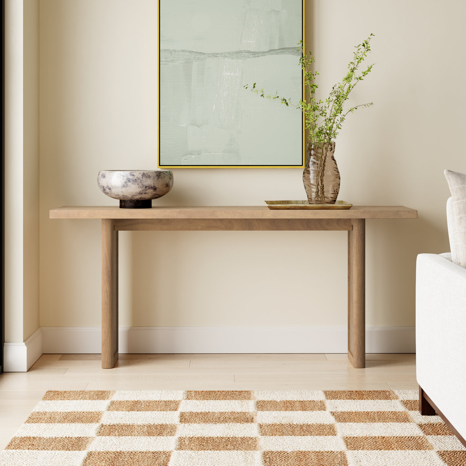 Cinna 65" Mango Console Table, Light Brown