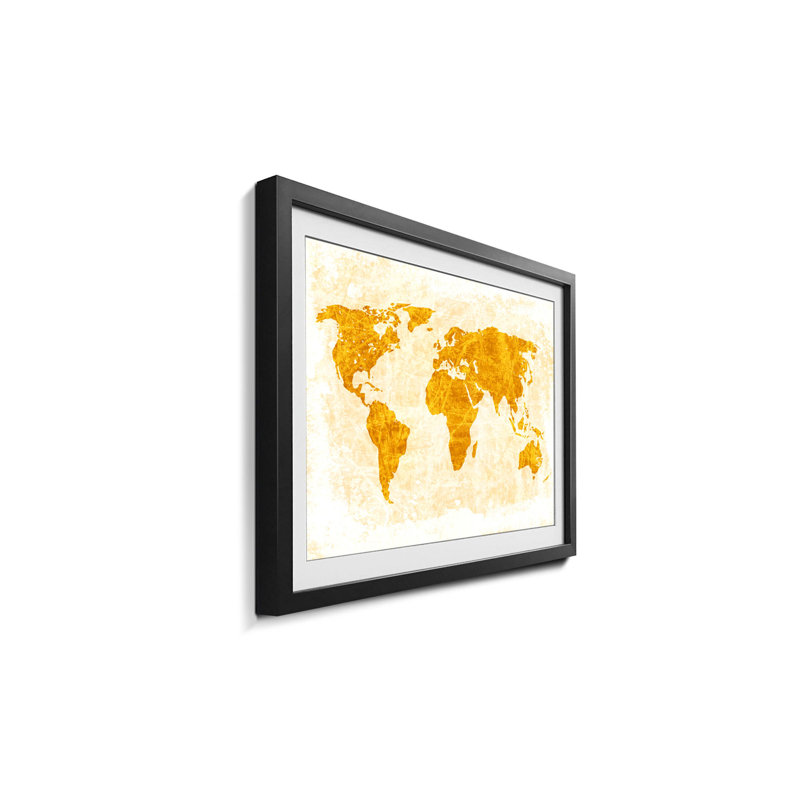 Weltkarten Worldmap No.7 - Single Picture Frame Print, 60cm H x 80cm W x 2.2cm D