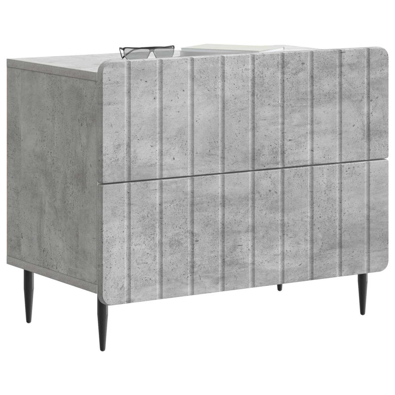 62cm W Manufactured Wood Bedside Table, Concrete Grey