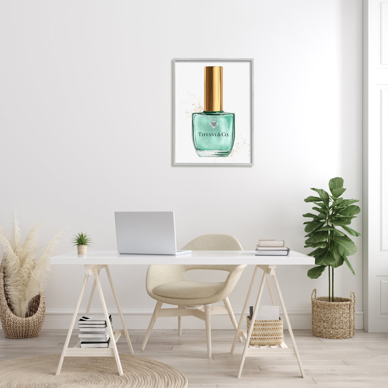 Maquillage, cyan, vernis à ongles, design de mode par Ziwei Li - cadre flottant, impression sur bois, L 24 po x H 30 po
