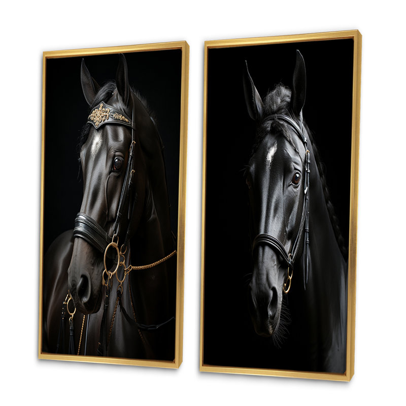 «Horse Elegance» - 2 pièces, Encadrement doré, H 20 po x l 24 po