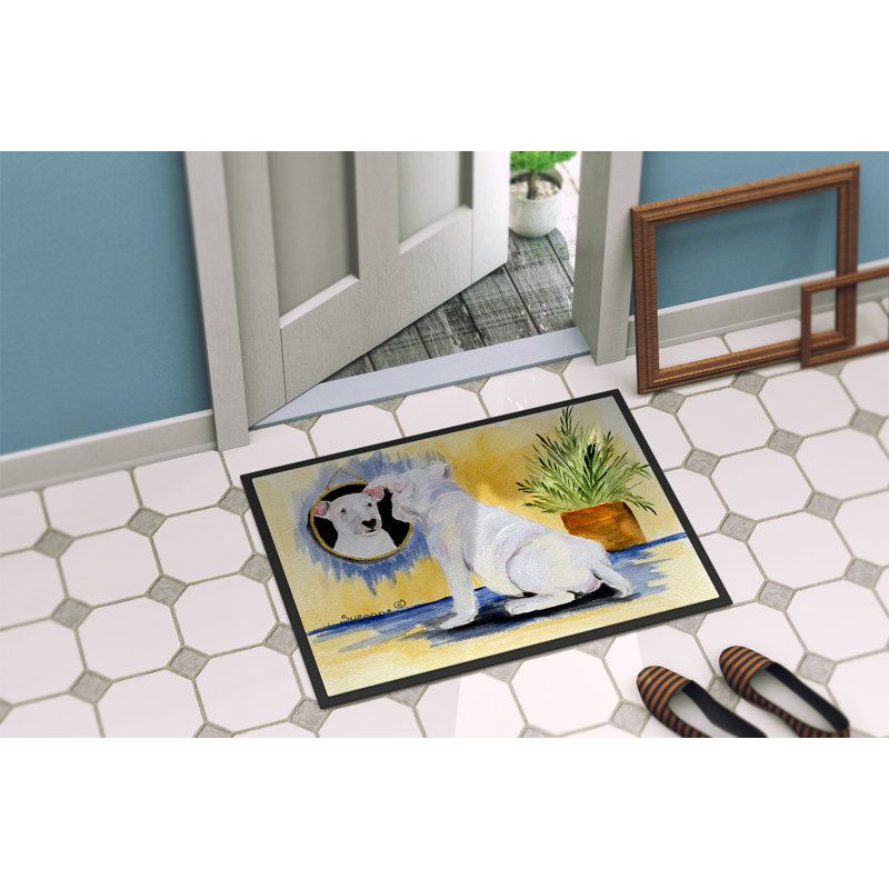 Tapis de porte intérieur anti-dérapant bull terrier, Rectangle 2 pi x 3 pi