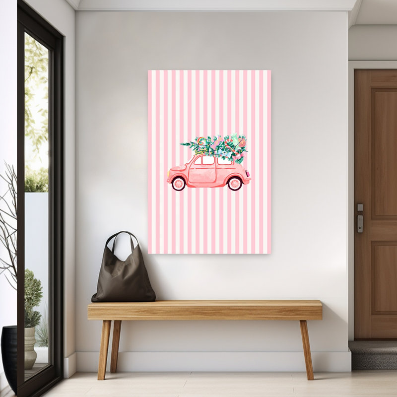 «Sweet Holiday Ride», impression d'art rétro de paysage d'hiver de Noël fantaisiste rétro, H 60 po x l 40 po