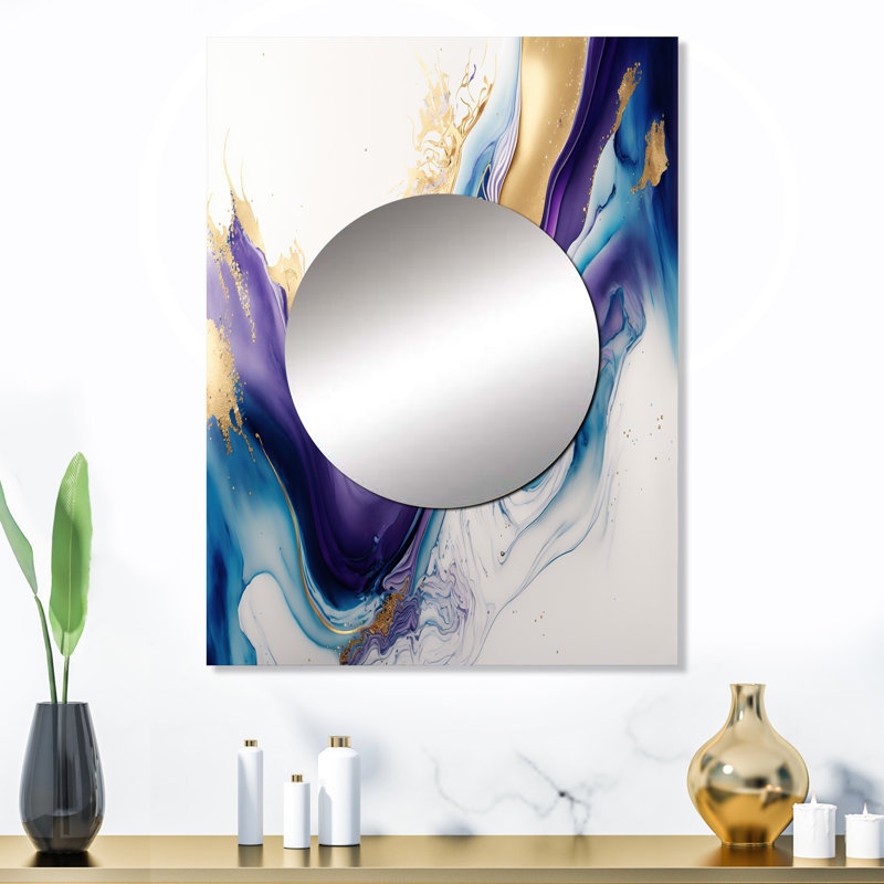 Damariona bleu, doré et mauve Splash Paint III, 32 po x 24 po