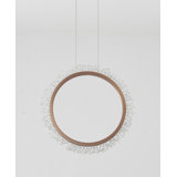 Gold Round LED Chandelier With Clear Crystal Accents