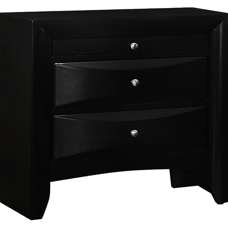 Black 2 Nightstand For Bedroom, Slide-Out Tray Bedroom Storage Customization, 25.5 Inches High, 26.15 Wide, 16.57 Deep, Asian Hardwood And Veneer On Particle Board, Felt Lined Drawers Nightstand,