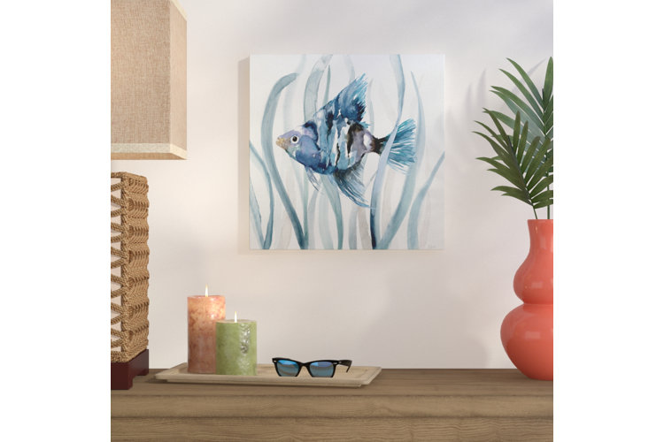 Pei 'Fish in Seagrass II' Oil Painting Print on Wrapped Canvas