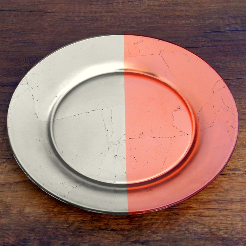Assiette plate 10,5 po, Argent / or rose