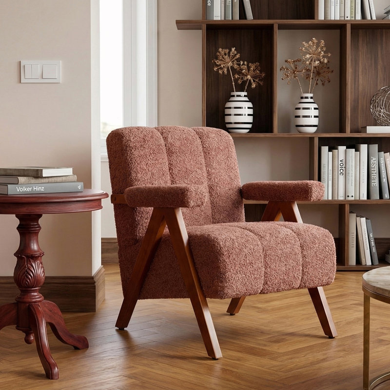 Chaise d'appoint rembourrée en forme de nuage, Rouge rouille