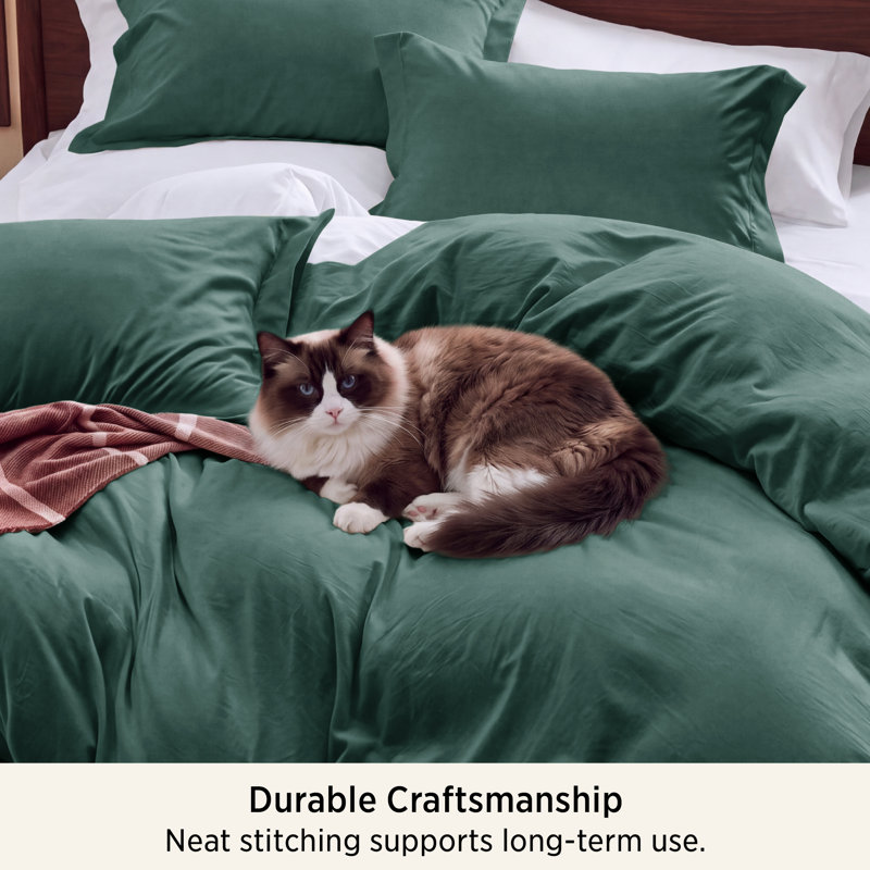 Bedsure Duvet Cover King Set Prewashed Extra Soft Cotton-Like Beding Set （Set of 3）, King Duvet Cover + 2 King Shams
