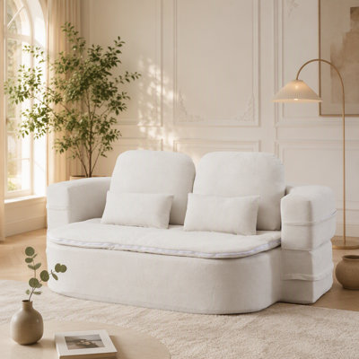 Canapé-lit 75 po 2-en-1, canapé-lit en mousse convertible avec couverture multifonctionnelle, canapé-lit pliant en chenille, canapé-lit pour salon