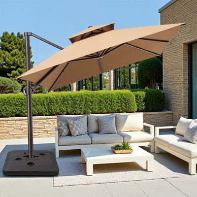 13' X 10' Rectangular Cantilever Umbrella, Counterweights Base Included