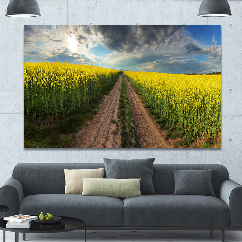 « coucher de soleil sur canola panorama », reproduction de photo sur toile tendue, H 20 po x l 20 po x P 1 po