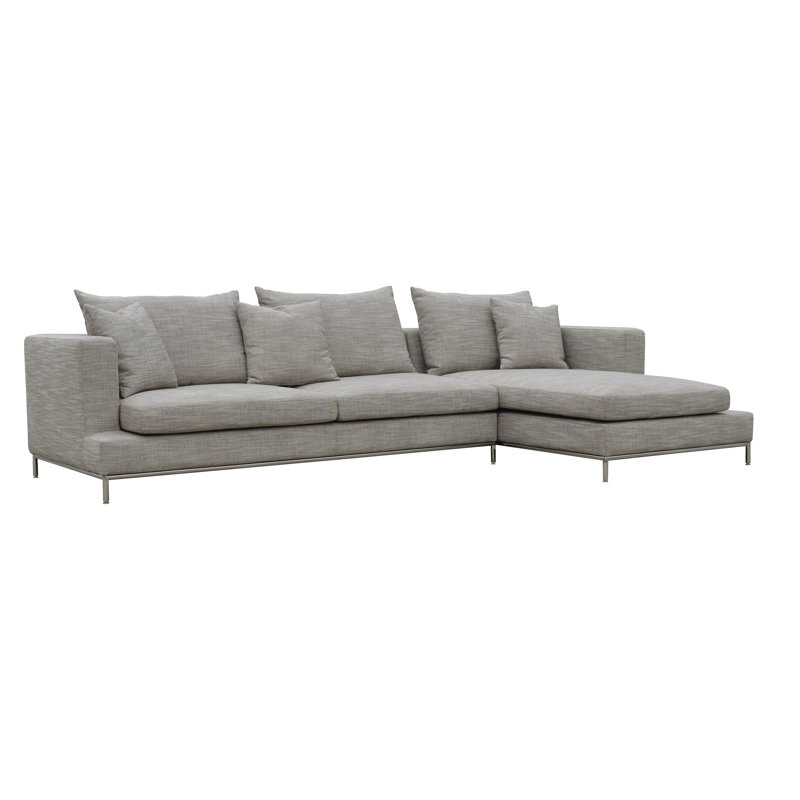 Simena 122" Wide Sectional, Right Hand Facing, Gray Tweed