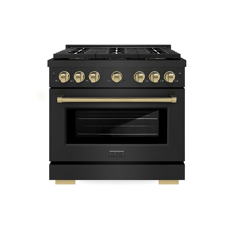 ZLINE Autograph 36" Paramount Dual Fuel Range w/ 6 Burners & Champagne Bronze Accents (SDRZ-36-CB), 5.2 cu ft, 6 burners