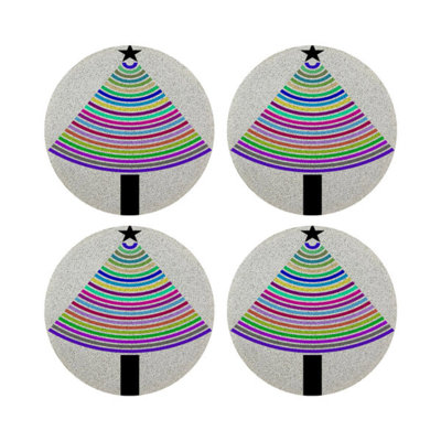 Christmas Tree Brights Round Beaded Placemat