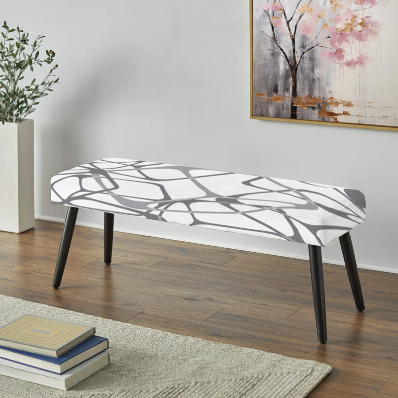 Fincher - Abstract Patterned Upholstered Black Bench