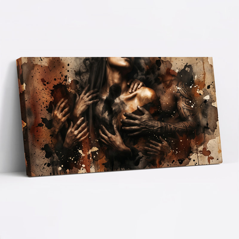 Ensemble de 1 tableau abstrait sombre sur toile, 58“W x 28”H, Toile tendue