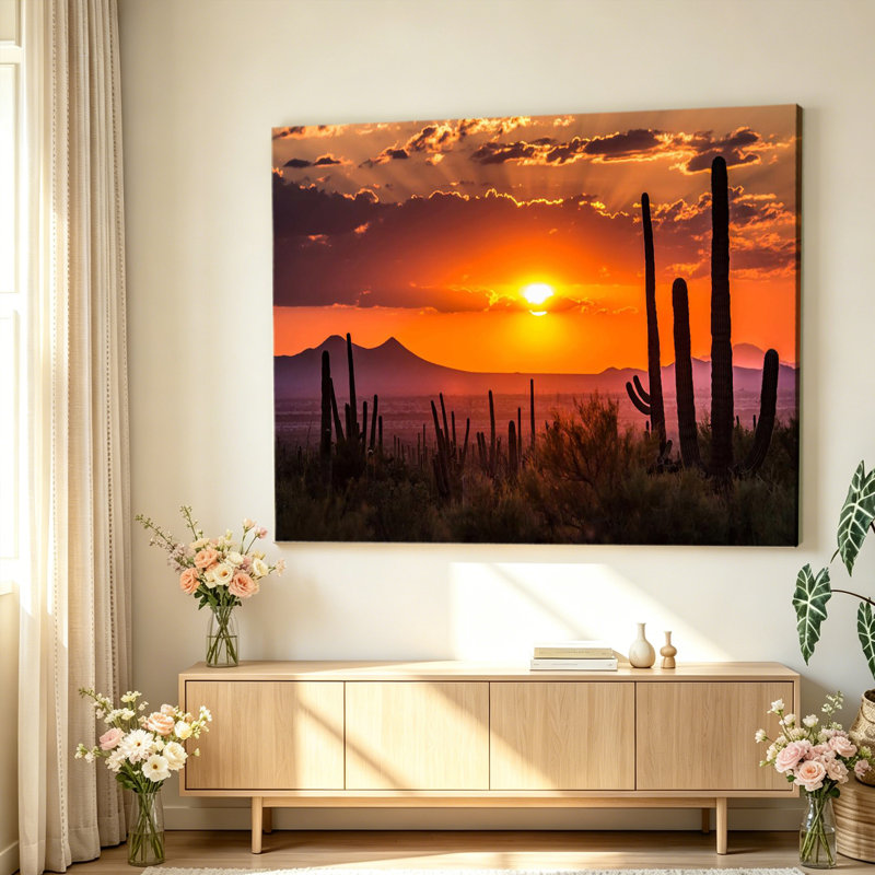 Cactus coucher de soleil, affiche d'art, 20x30inch