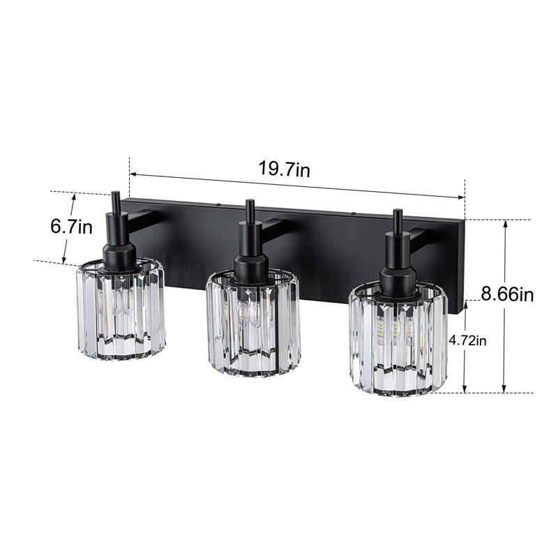 Éclairage pour meuble-lavabo à intensité variable Taevion, Trois lumières, Noir mat