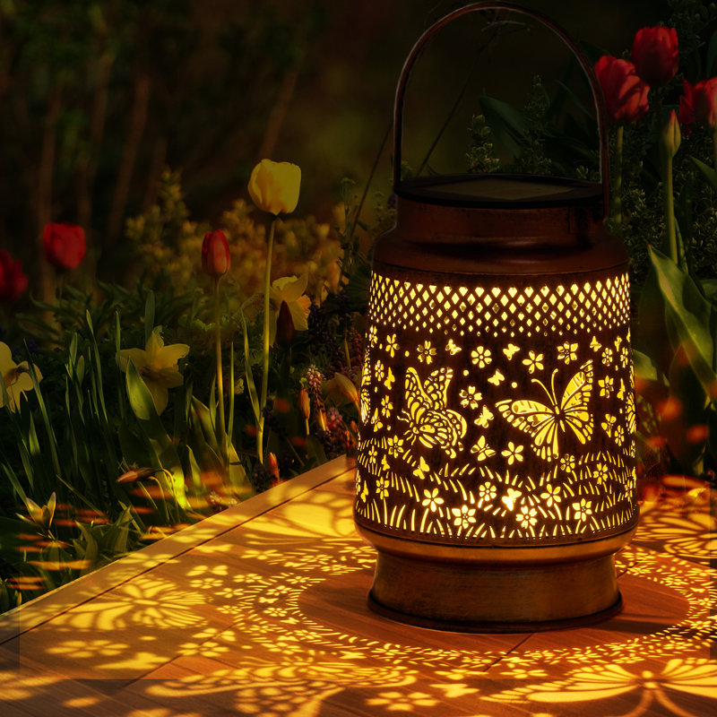 Butterflies Solar Powered Integrated LED Outdoor Lantern (Set of 2) Solar Lighting