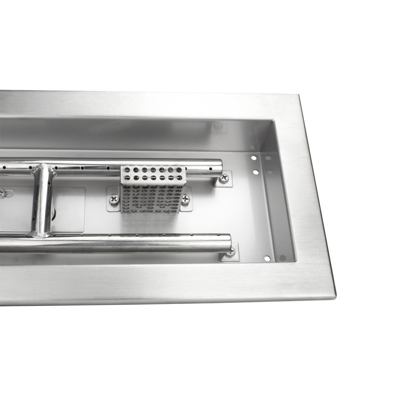 Ensemble de brûleur rectangulaire pour foyer d'extérieur certifié CSA, acier inoxydable, propane, H 2 po x l 18 po x P 6 po