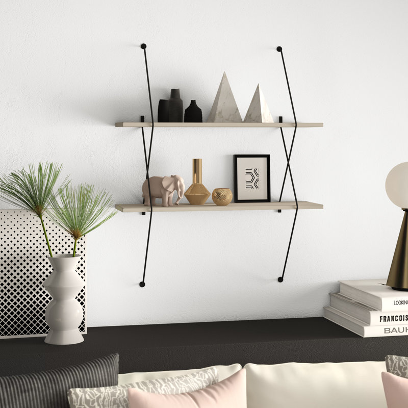 Staats 2 Piece Tiered Shelf, Grey/Black