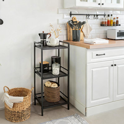 3-Tier Narrow Mesh Shelving Unit – Freestanding Storage Shelves, Space-Saving Display Stand – 39x30x112 cm, for Bathroom, Garage, Kitchen, Office, Bookroom