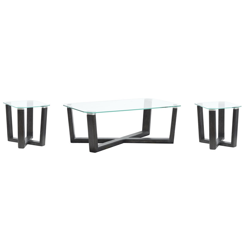 Wabbaseka Rectangular Cocktail Table With 2 End Table, 3 Pieces: Coffee Table, 2 End Tables