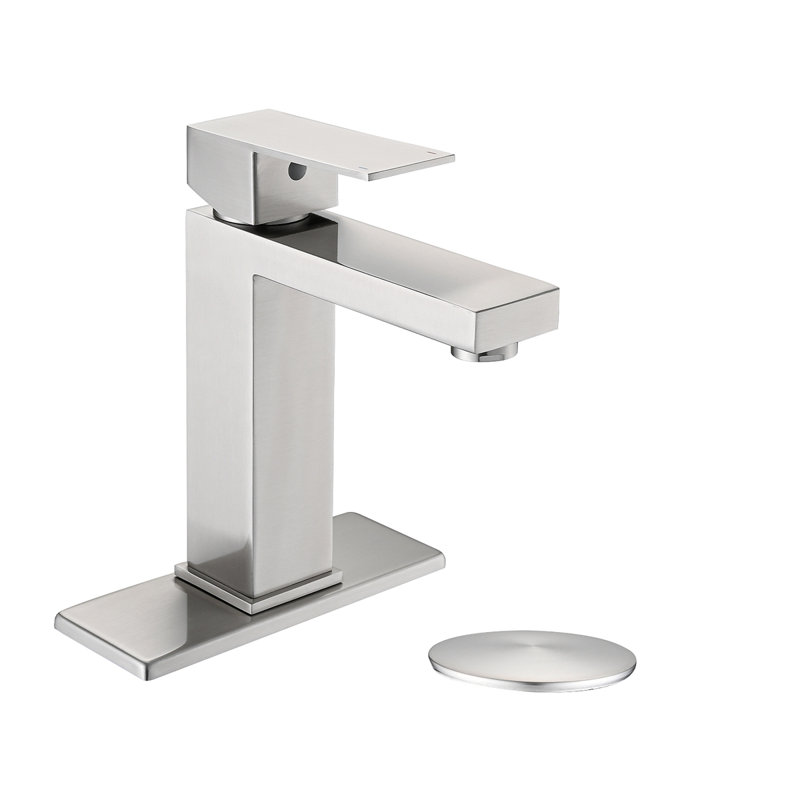 Bathroom Faucet Single Hole, Single Handle Stainless Steel Faucet For Bathroom Sink With Deckplate And Drain Assembly