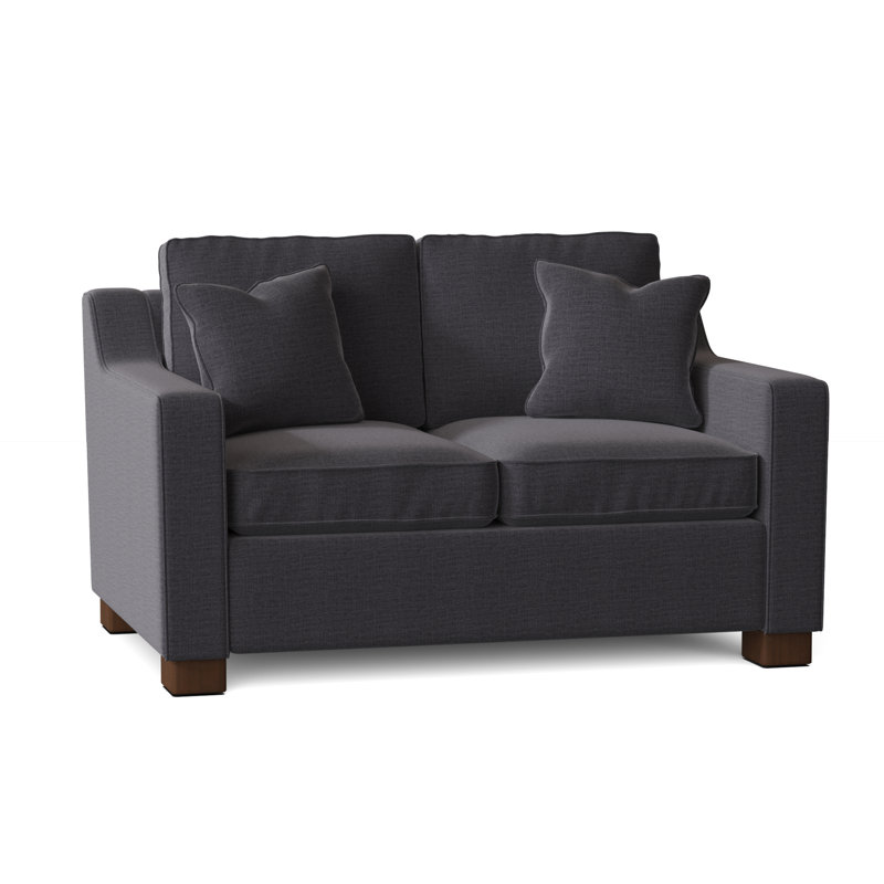 Causeuse à accoudoirs carrés de 56 po avec coussins réversibles Aceyon, Noyer, Gris anthracite Jango