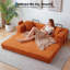 Canapé-lit 80,7 po, convertible 5 en 1 avec poche de rangement, 4 structures fixes et 2 coussins, canapé-lit pliable en velours côtelé pour salon, chambre, appartement et résidence étudiante, aucun assemblage requis-74736438