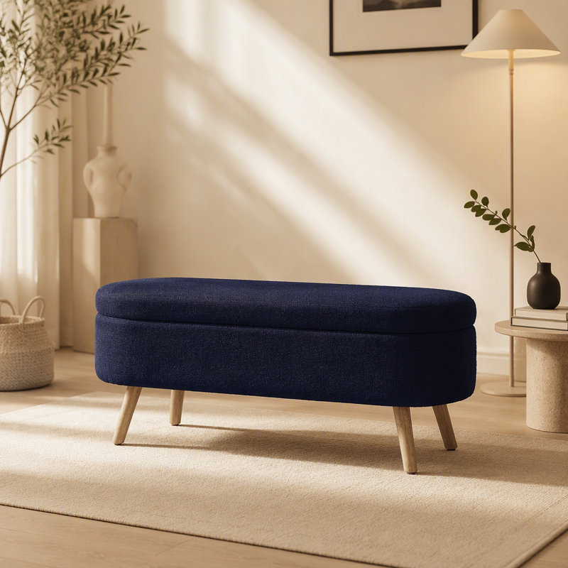 Banc de rangement avec repose-pieds ovale Luxury, Marine, Marine