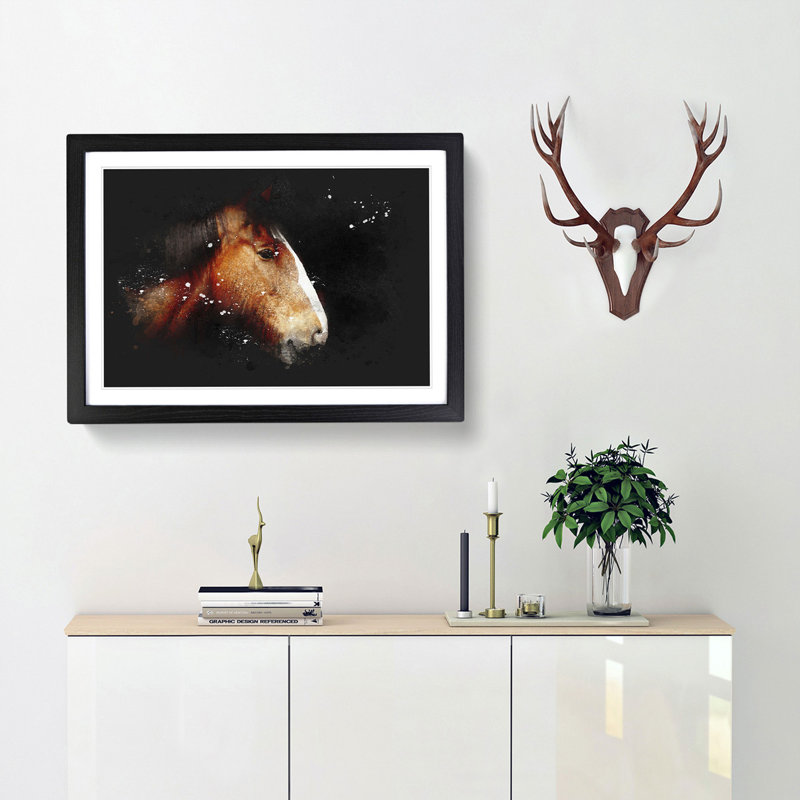 Brown Shire Horse - Picture Frame Graphic Art Print, Black Framed, 33cm H x 45cm W x 2cm D