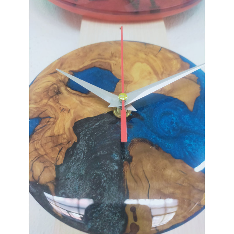4,7 pouces de diamètre, horloge murale en résine, horloge murale, horloge en bois, décor de bureau, horloge en bois, petite horloge murale