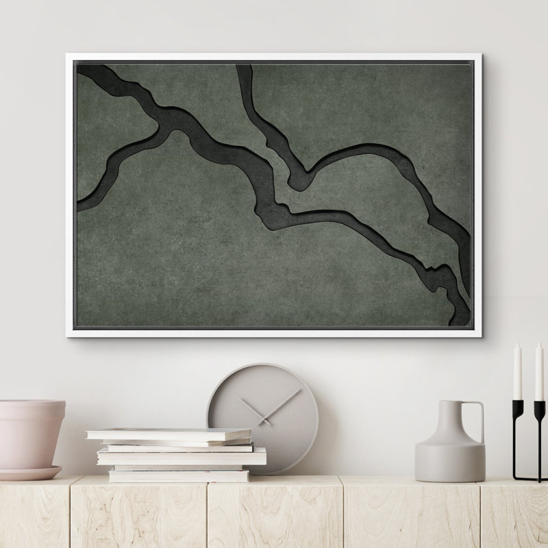 Impression sur toile Moody Green Abstract Lines Minimalist, Blanc, H 16 po x l 24 po