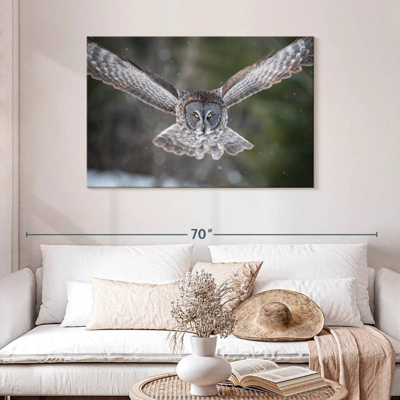 Brampt Flying Winter Owl, 30" H x 45" W