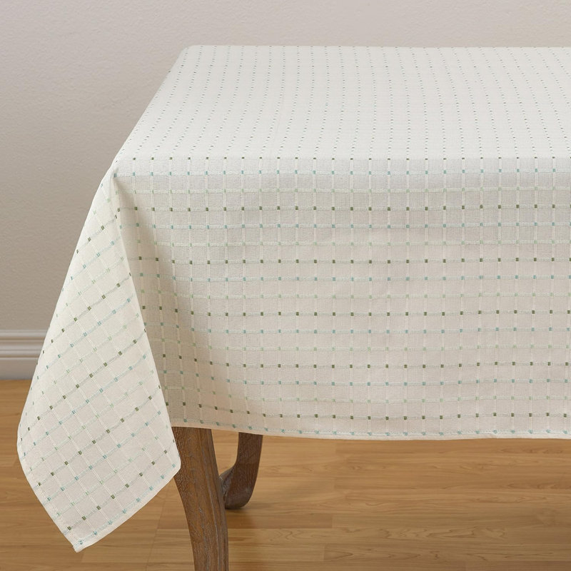 Clarkston Box Stitch Tablecloth, 180" x 65", White
