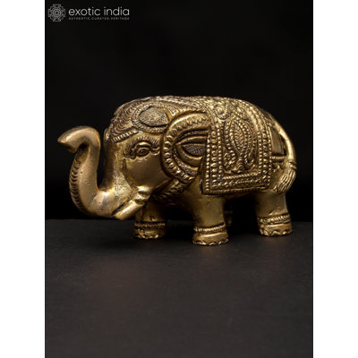  4" Small Elephant Figurine With Upraised Trunk | Table Decor Piece