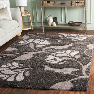 Tapis fumée / beige à motif floral Chanhassen