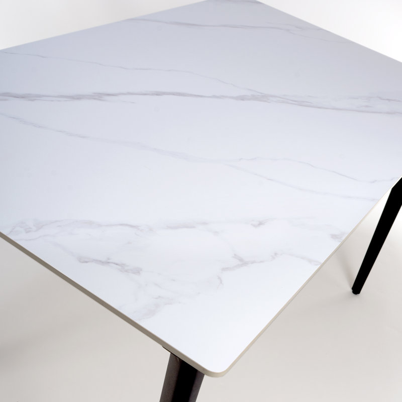 Buisan Stone Top Metal Base Dining Table, White